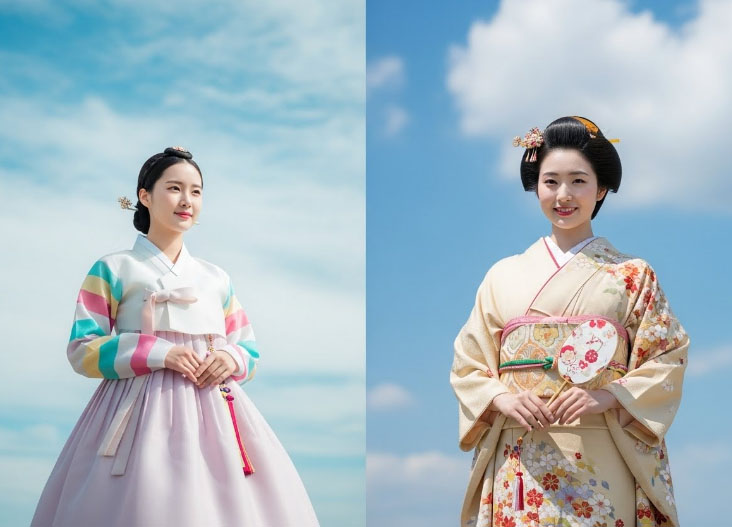 difference between korean and japanese women